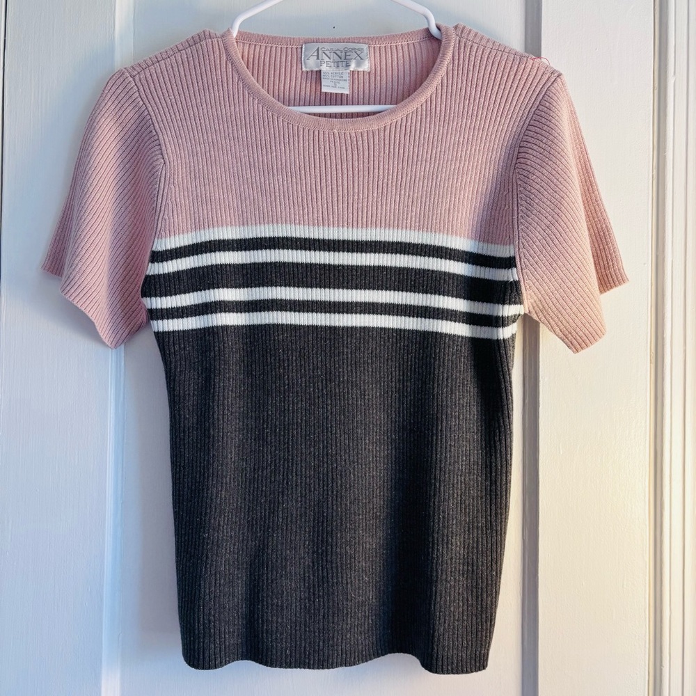 Casual Corner Annex petite Pink and Gray Women's Sweater Sz Small